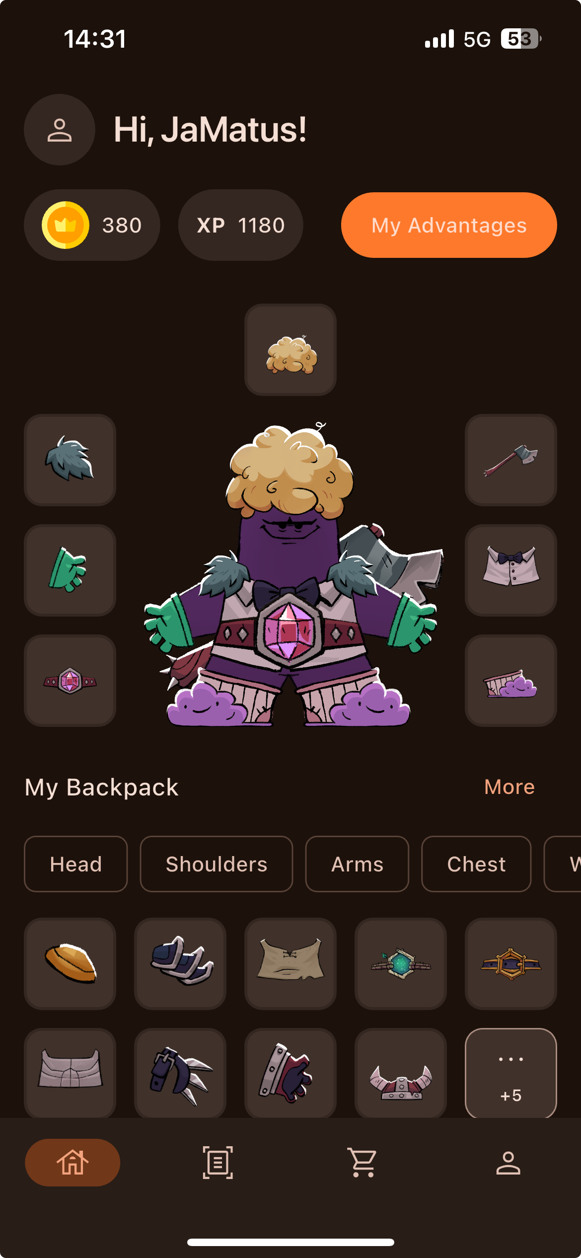 Bellybutton loyalty app - player and gear